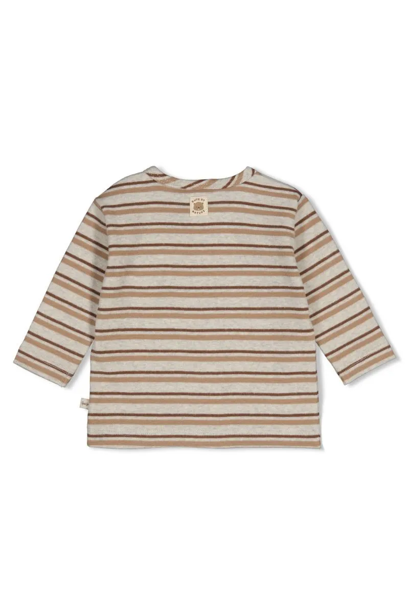 Feetje Longsleeve Streep Tiny Timber Tales Grijs Melange, baby longsleeve met streeppatroon